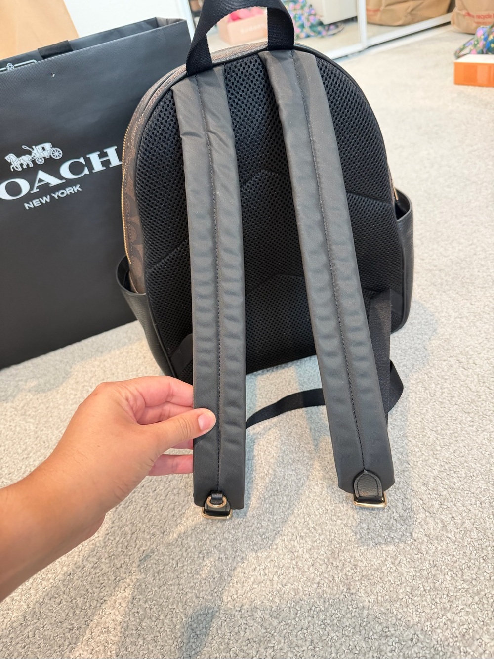 Coach Brown Signature Mini Backpack with Black Trim - Picture 3 of 13